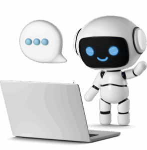 Petit robot travaillant sur un pc